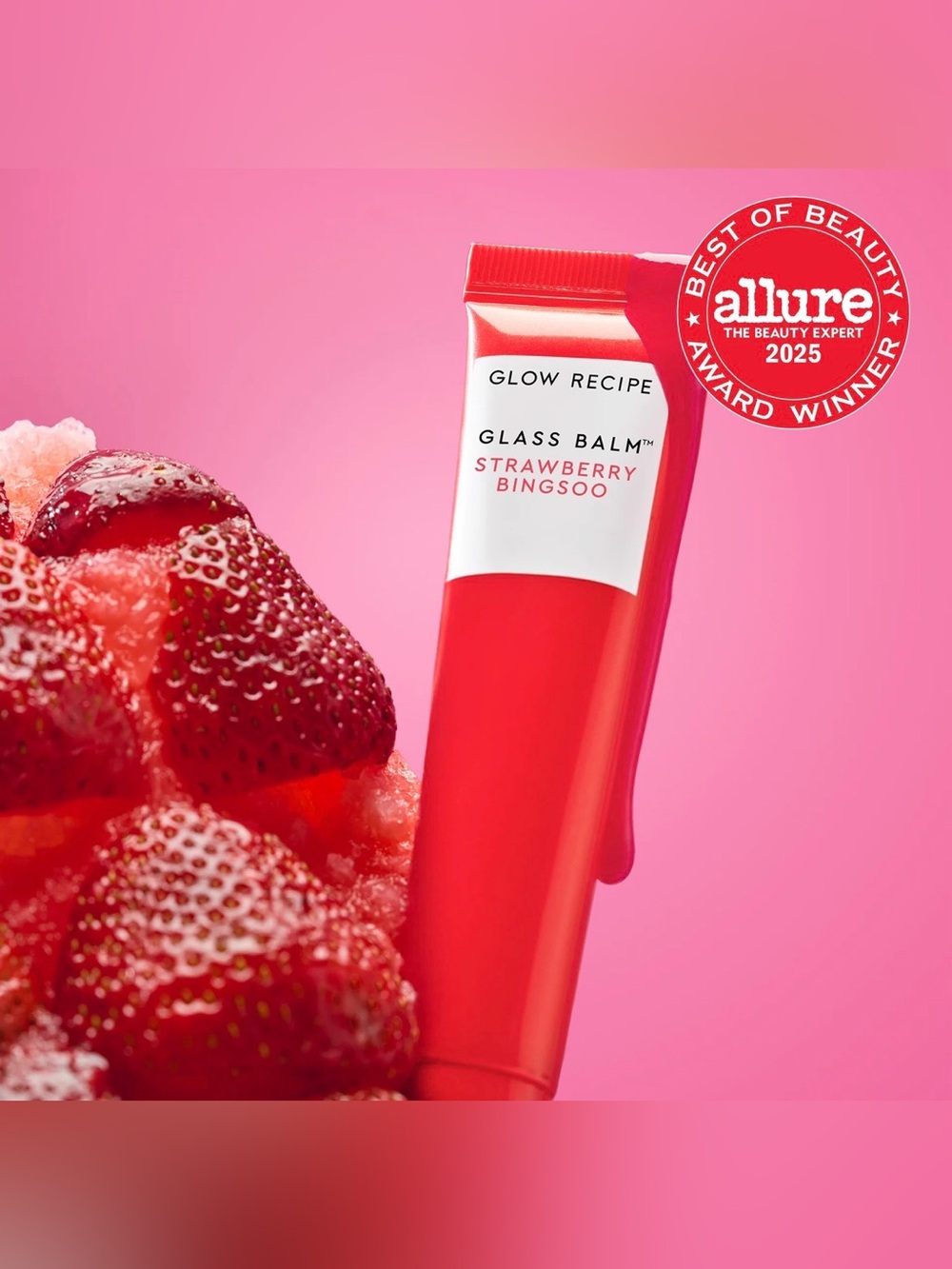 GLOW RECIPE GLASS BALM LIP TREATMENT- STRAWBERRY BINGSOO